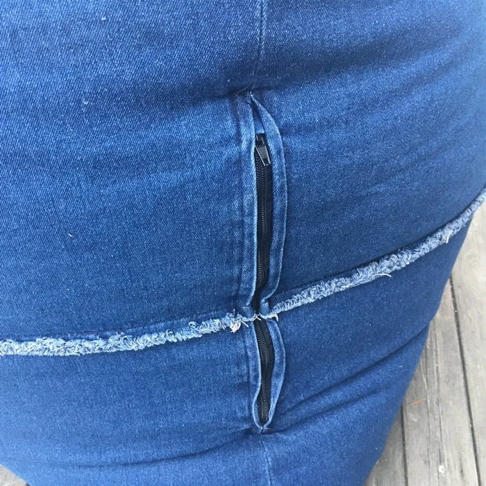 Modern triangle blue jeans fabric bean bag