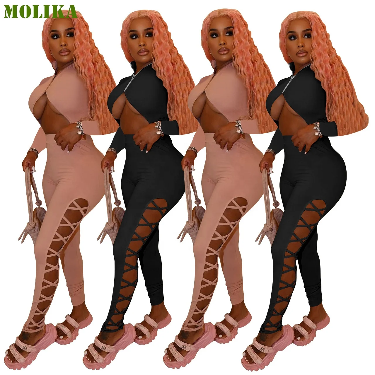 Wholesale Sexy Club Jumpsuits Women 2022 New Arrivals Fall Playsuits Fashion One Piece Sexy Hollow Out Jumpsuit Bodysuits