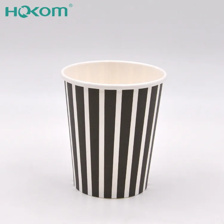 
 Hot sellings single wall striped black paper cups disposable cups take away cold drink cup  