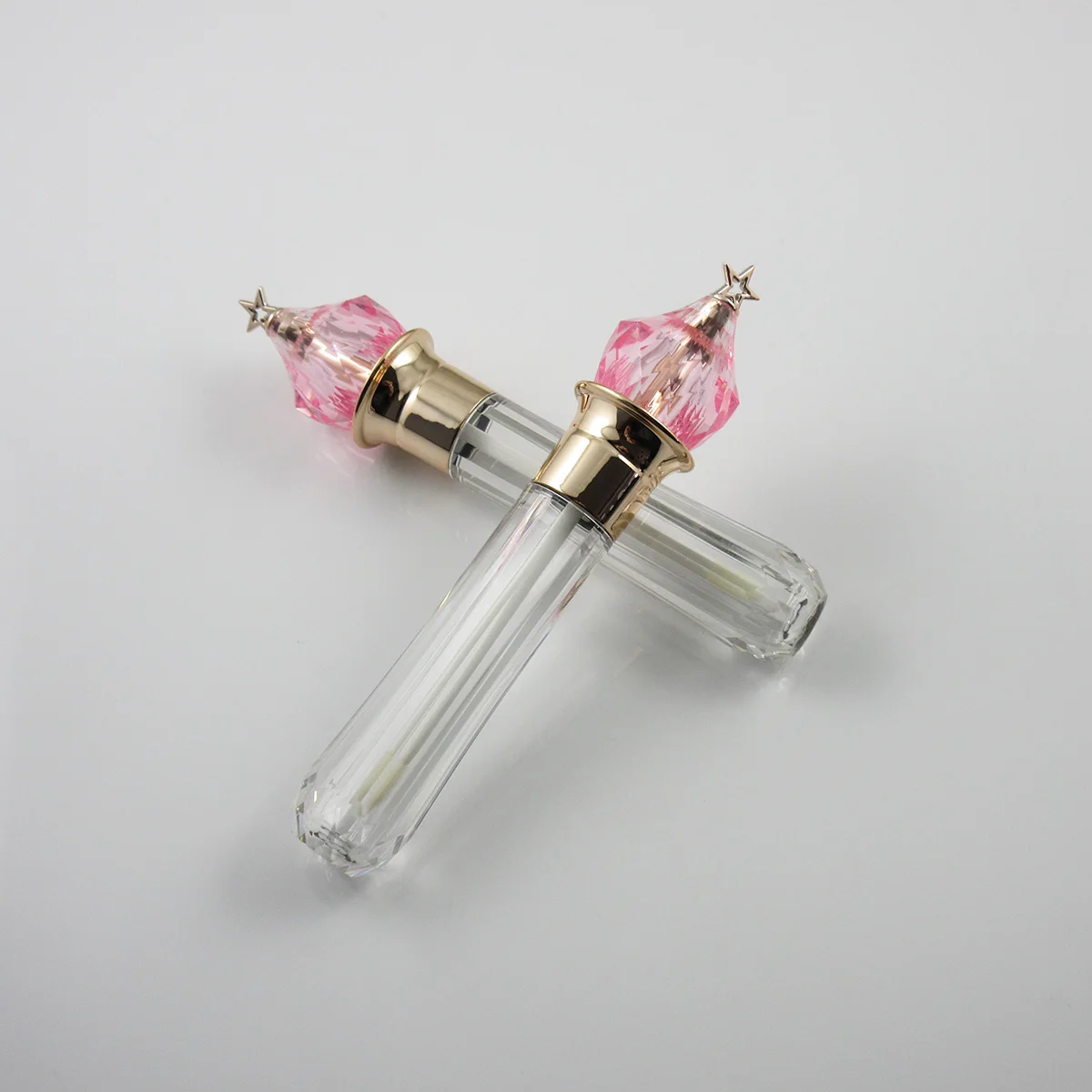 
TM-LG1309 4.5ml shiny fairy magic wand lip gloss tube star luxury transparent silk screen empty lip gloss packaging with brush 