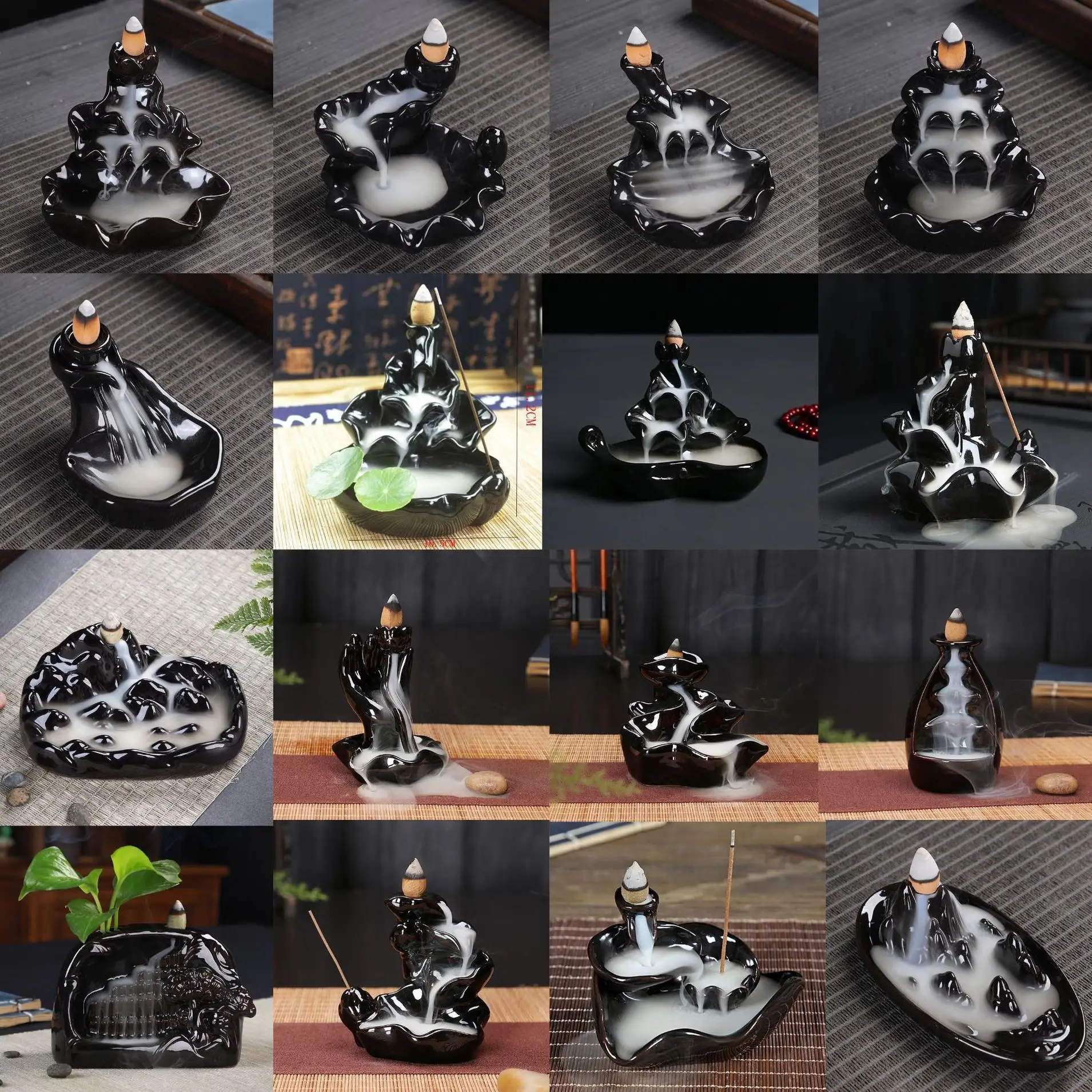 YunJing backflow incense burner ceramic crafts stone mill aromatherapy bergamot tower smoke road mountain water