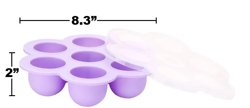 Reusable BPA Free 7 Grids Silicone Baby Food Container Egg Steamer Ice Cube Tray with Lid