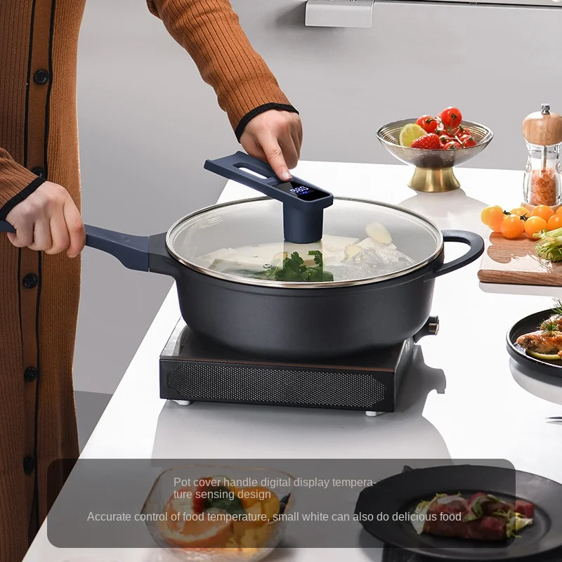 Soup Pot 4L Stainless Steel Hot Pot Stewed Cooker Sensing Cooler Cooler Platform Non -Sticky Pot Black