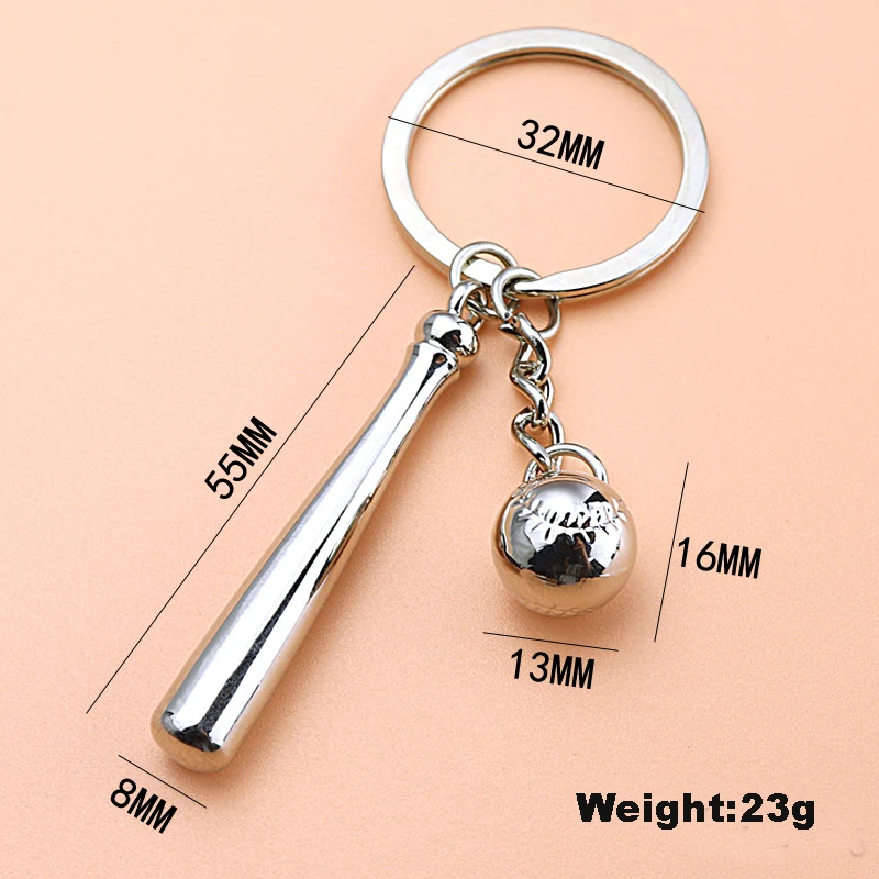 3D Metal Baseball Key Chain Sports Souvenir Simulation Mini Baseball Keychain