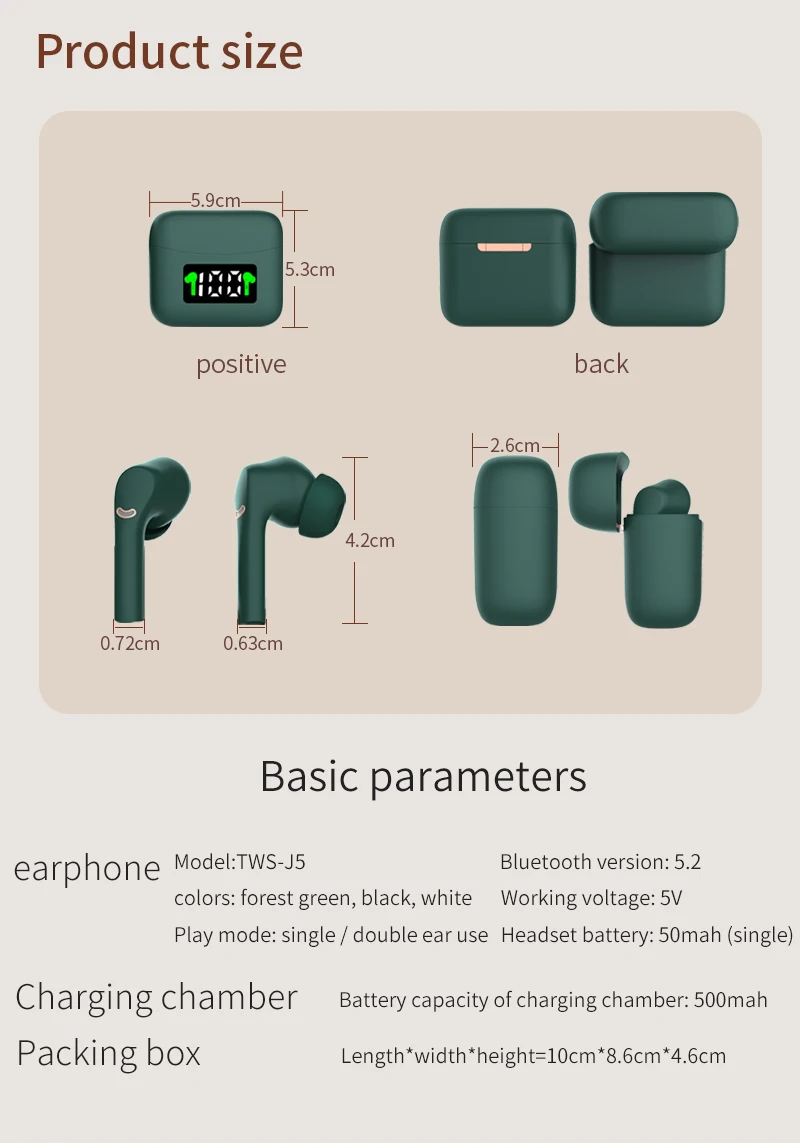 Wholesale Wireless Gaming Earbuds TWS Earphone ANC ENC 500mAh Battery NJ5 Stereo Earbuds Headphone