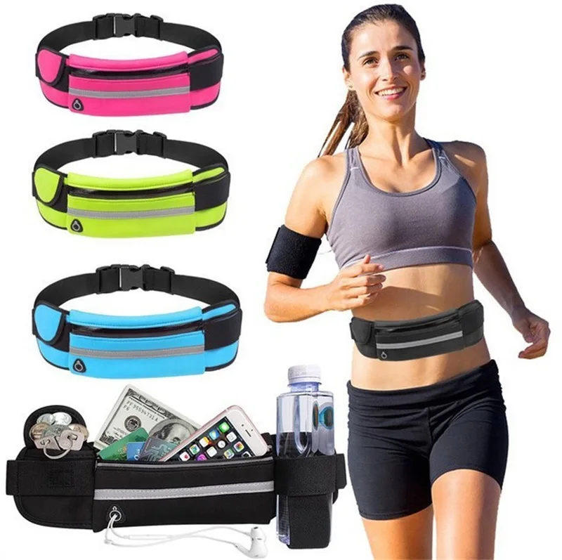 Outdoor Neoprene Waterproof Hiking Cycling Running Belt Waist Bag Custom Sport Fanny Pack With Water Bottle Holder