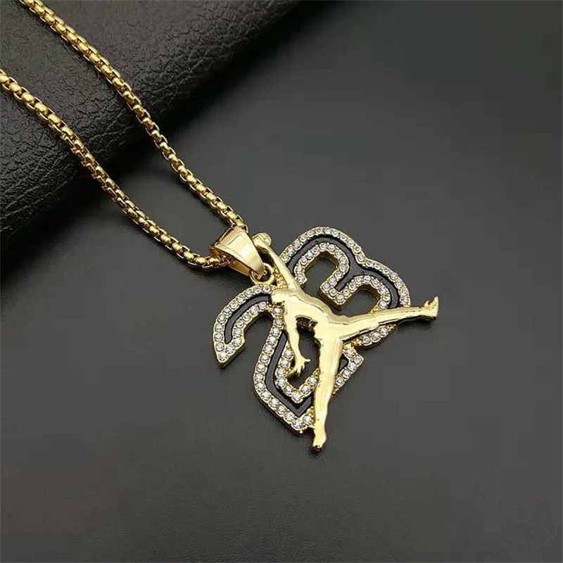 Yiwu Meise XX0491 Hip Hop Jewelry Diamond Jordan 23 Pendant Stainless Steel Pendant Hip Hop Pendant