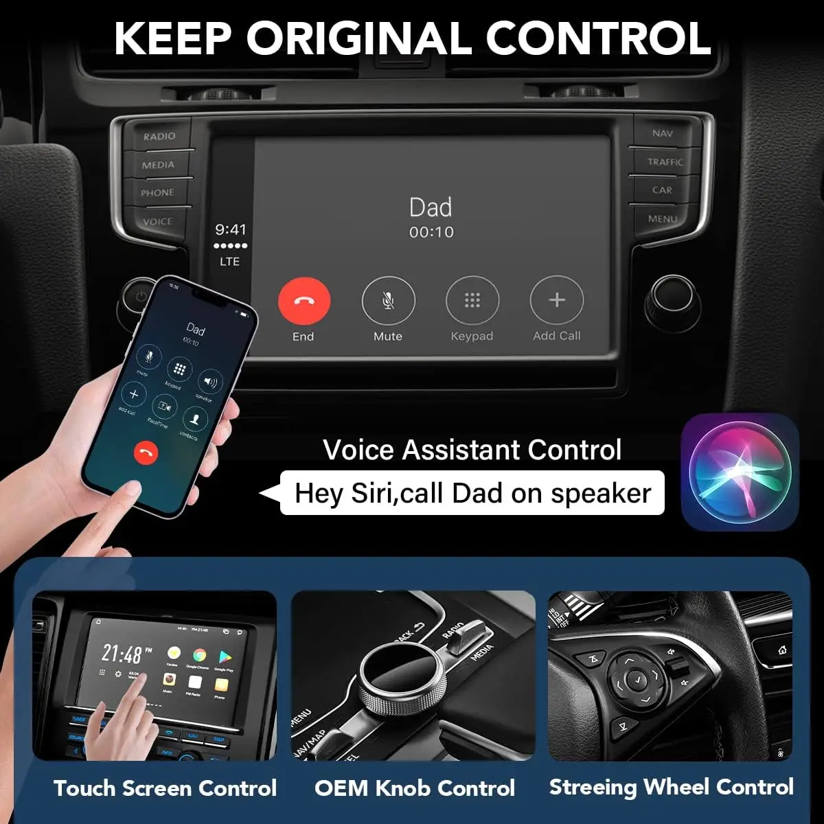 Wireless Carplay Adapter Convert Wired to Wireless CarPlay Dongle Plug & Play Carplay Wireless Adapter