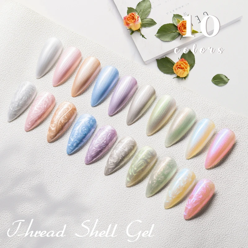 Wholesale New Fashion 6ml 10 Colors Thread Shell Gel Nail Polish Uv Gel for Nail Beauty Color Shell texture DIY