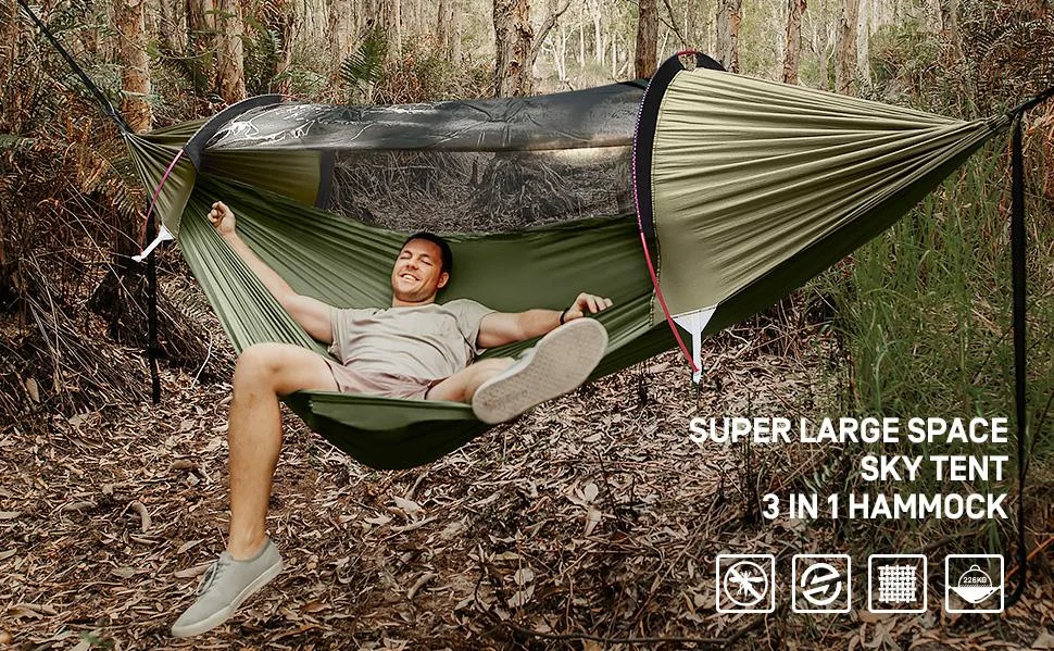 Best Seller Durable Hammock Stuff Adjustable Parachute Hammock Tarp Nylon Outdoor 3 in 1 Camping Hammocks