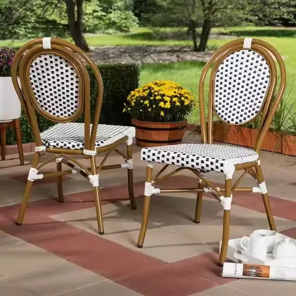 High Quality Teak Furniture Wicker Back with Waterproof Cushions Garden Dining Wood Outdoor Chair