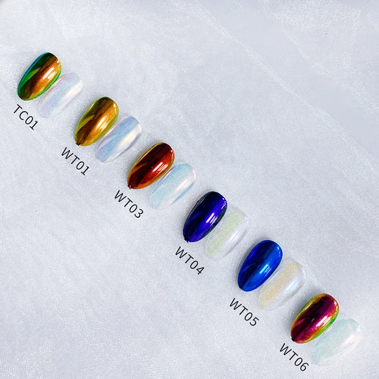 Bulk Nail Polish Liquid Type White Pearl Chrome Powder Nails Mirror Chameleon Aurora Powder Pigment Mirror Liquid Powder