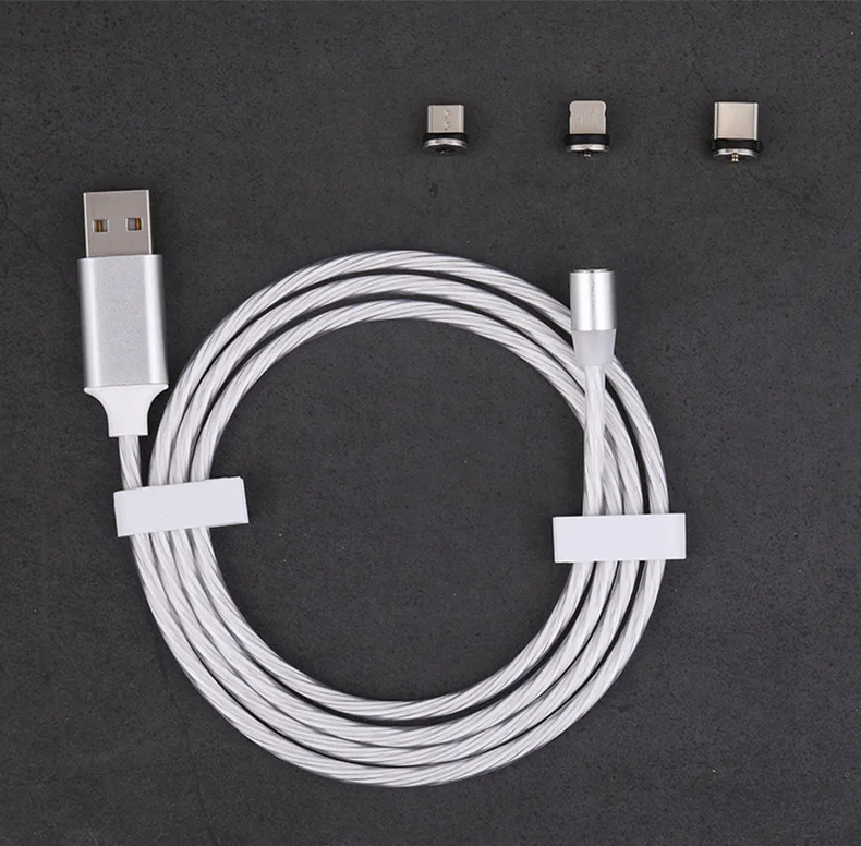  Moq 1 pc Magnetic 3 in Charging USB date Cable Lightning Led android Phone Accessories type c cable fast charging phone