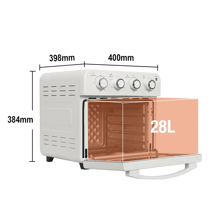 cream white air fryer oven 28L rotating pizza oven
