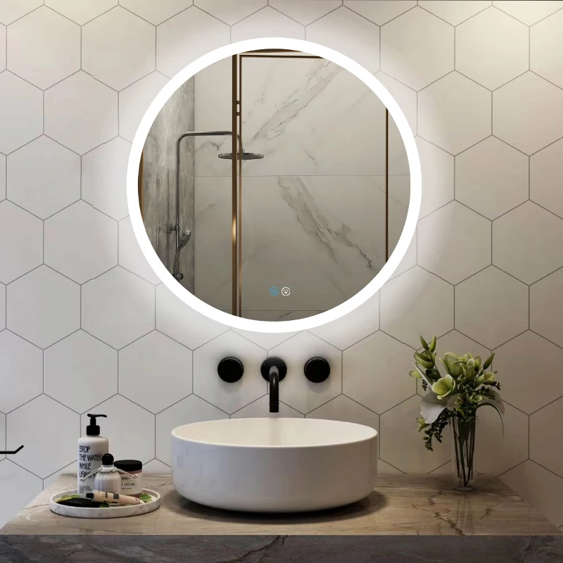Настраиваемое модное декоративное зеркало для ванной комнаты, светодиодное переднее освещение, подвесное настенное зеркало для ванной комнаты