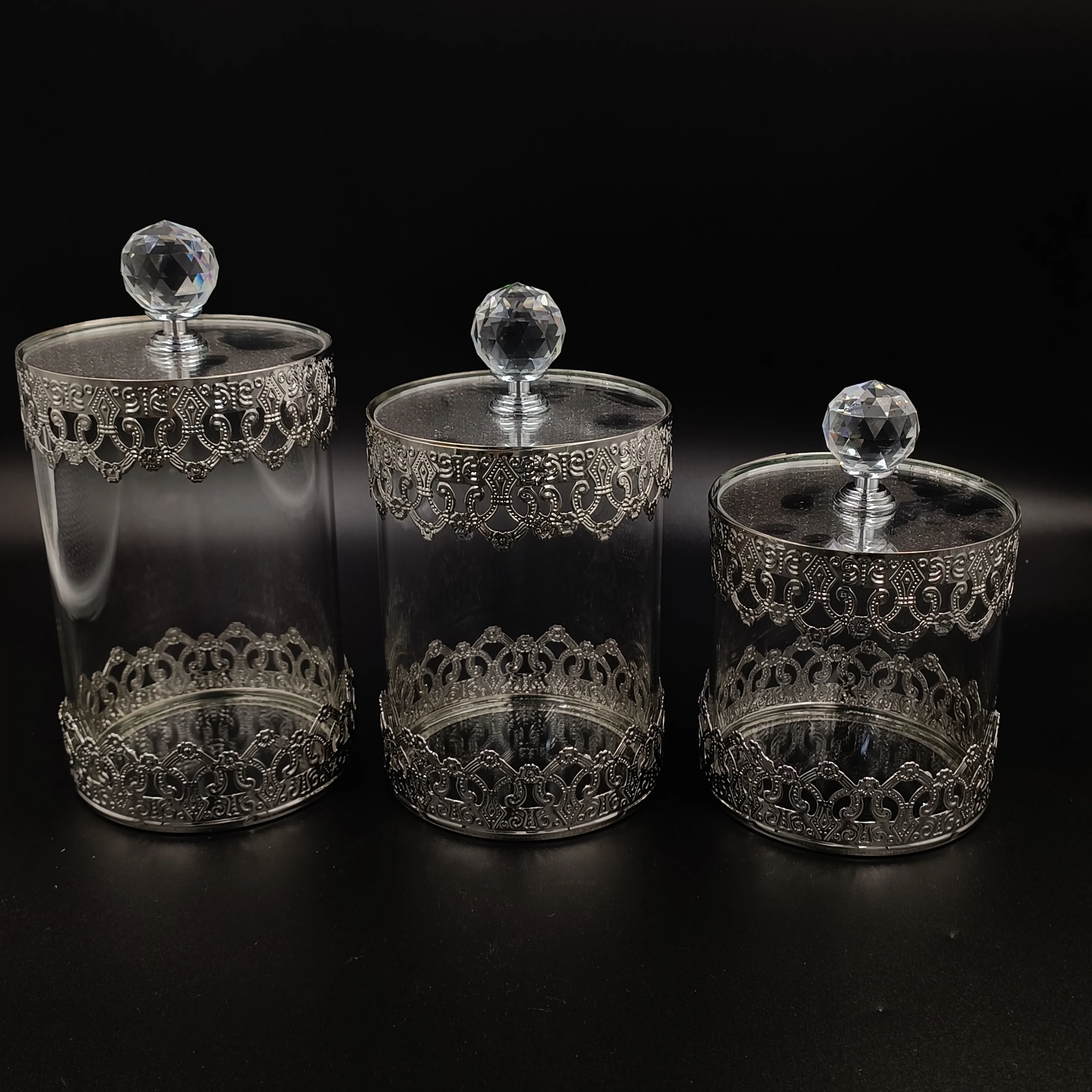 FOSUN Storage Jars Candy Sugar Case Box Wholesale Ribbed Glass Size Your Logo Glass Round Customized for Wedding Decor Kitchen