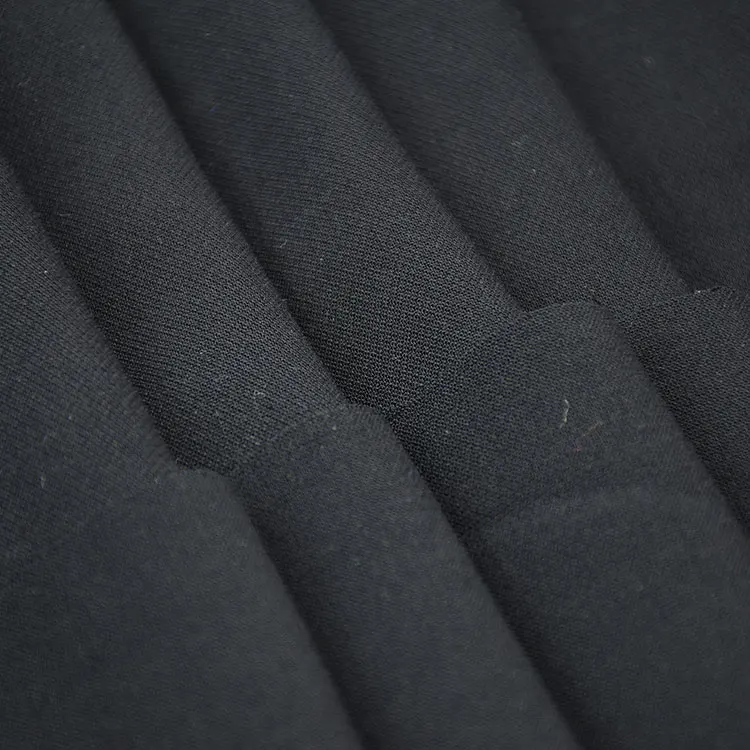 Free Sample Rayon Stretch Black color Fabric Viscose Polyester Double Layer Spandex  Woven Fabric For Garments Clothes