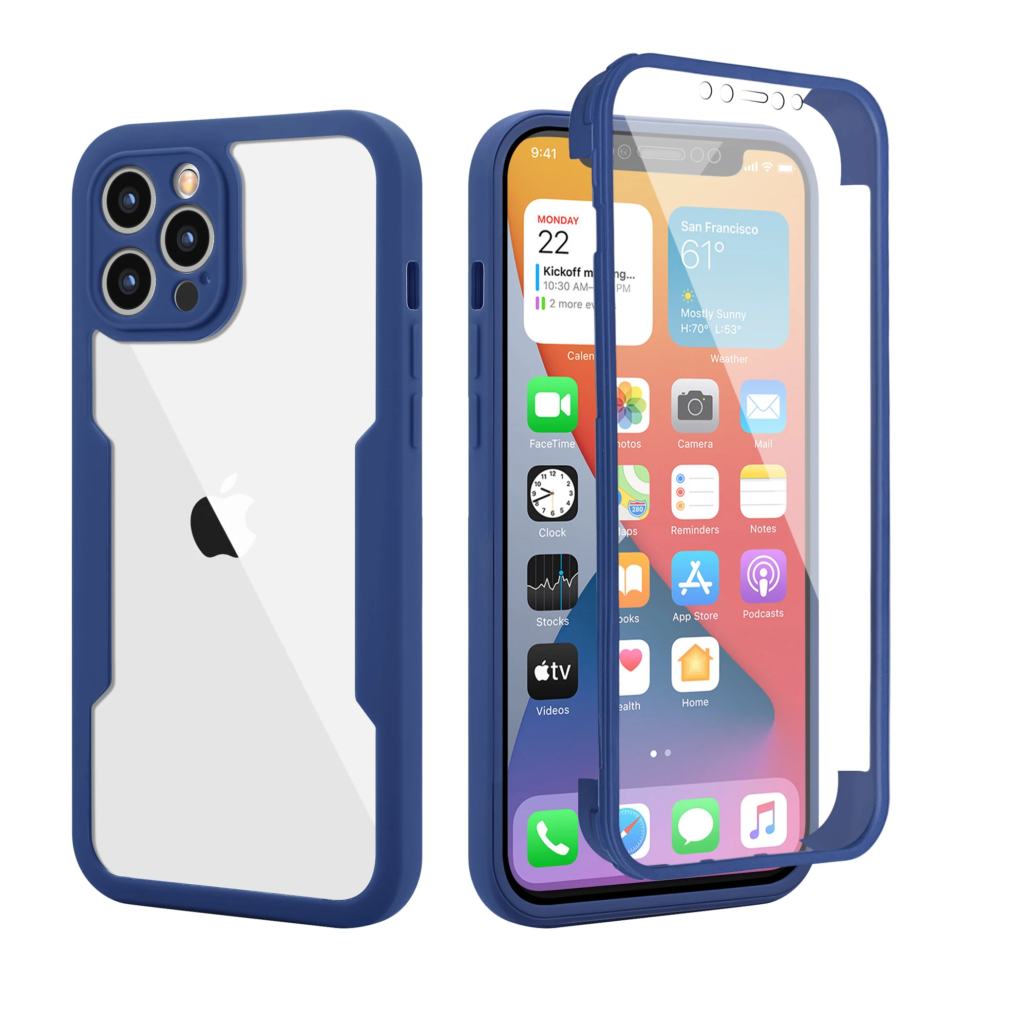 360 Degree Double Sided All-inclusive Full Protection Shockproof Clear Phone Case for iPhone 11 12 13 Pro Max XS XR 7 8 Plus