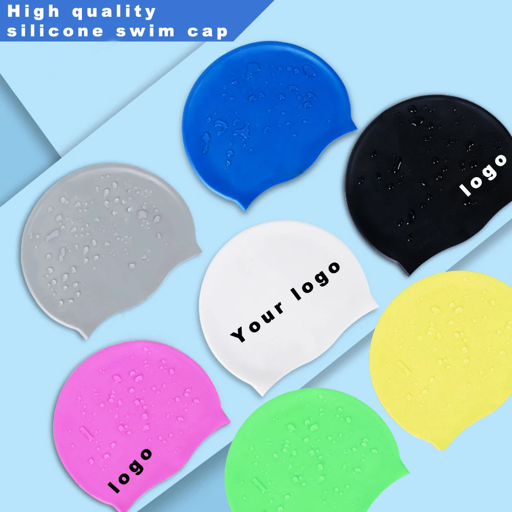 Factory Supply 50g Swim Caps Custom OEM Logo Silicone Waterproof Swimming Hat Cap silicone swimming hat