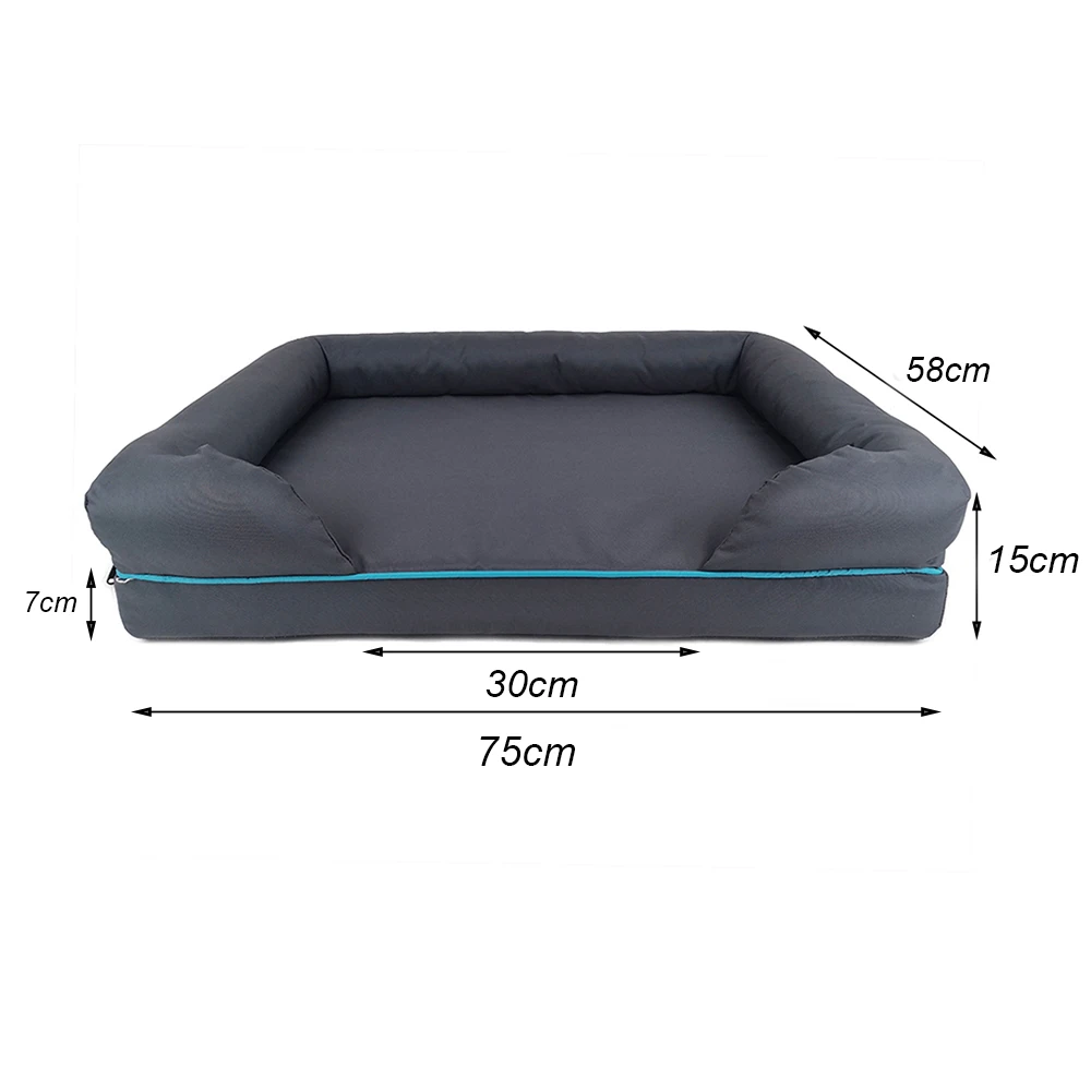 Wholesale Luxury Washable Square Large Cat Memory Foam Orthopedic Soft Dog Bed With Bolsters