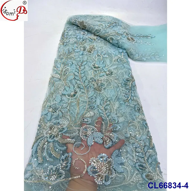 Embroidered Lace Fabric White Sequin Beaded Lace for Weddings for Girls/Boys Dresses Woven Techniques