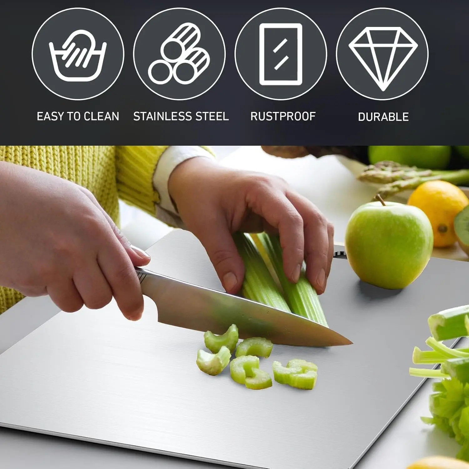 TRES new model healthy food grade 3mm big titanium 216 304 316 stainless-steel-cutting-boards work table easy to use