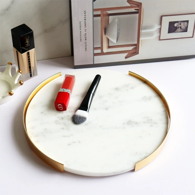 Модный комод для ухода за кожей косметика для хранения ювелирных изделий гостиничный туалетный лоток Белый Мраморный лоток
