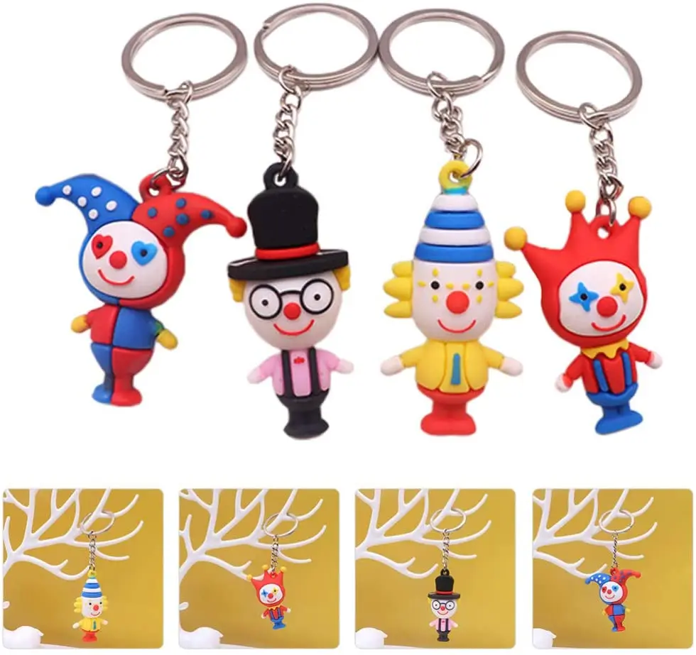 Customized High Quality 3D Clown Keychains Mini Joker Characters Figures Key Chains for Gift
