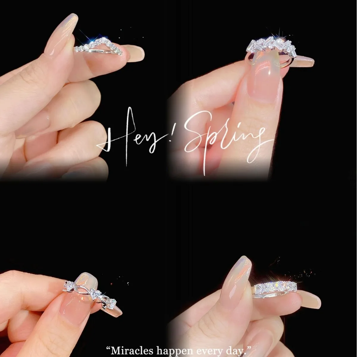 Wholesale Custom Light Luxury Fine Jewelry Engagement Wedding 925 Sterling Silver Stacking Zircon Rings For Women Jewelry