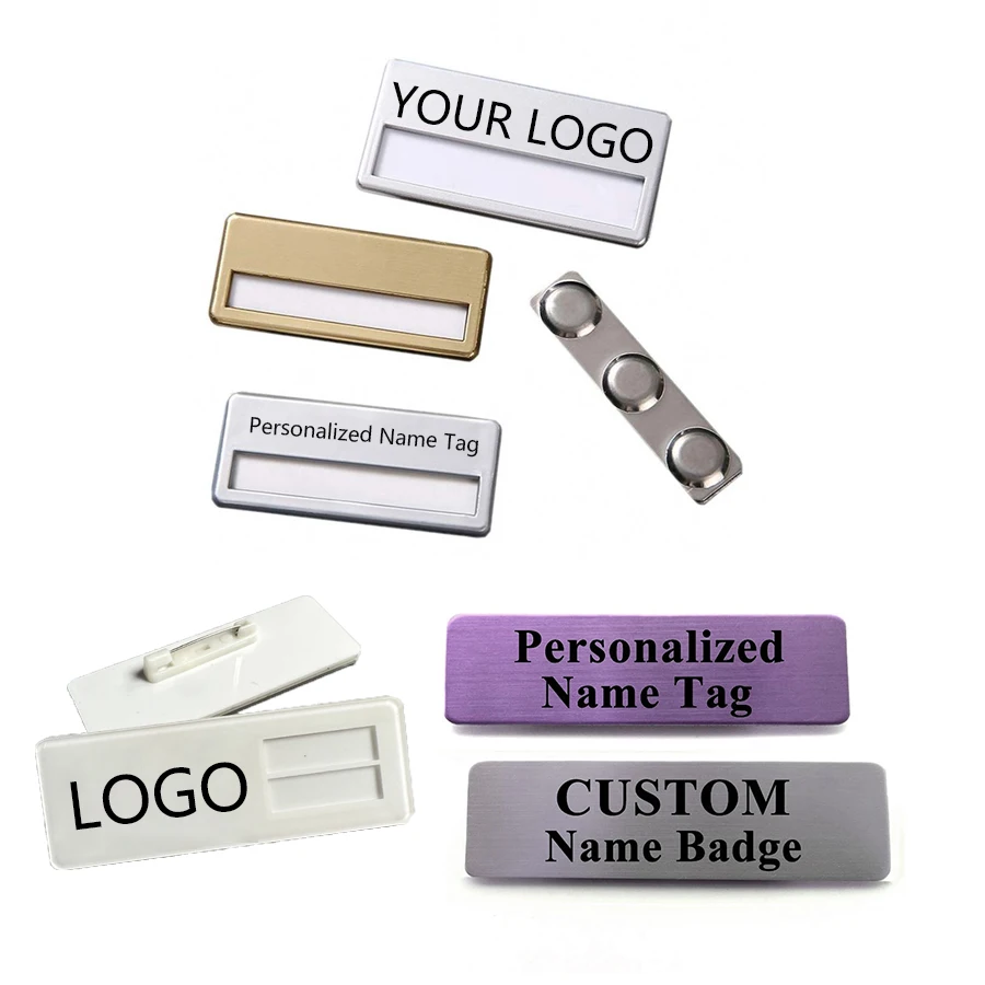 Stainless Steel Custom Logo Metal Blank Laser Hotel Name Tag Employee Staff Empty Name Badge