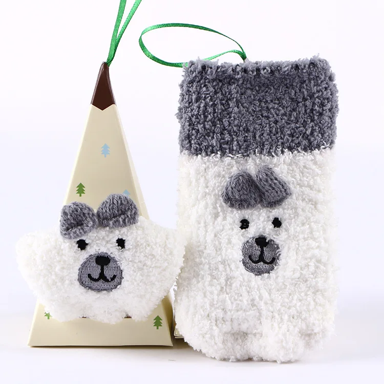 2023 New korean cute baby cartoon anime embroidery fuzzy socks kids happy funny socks in box