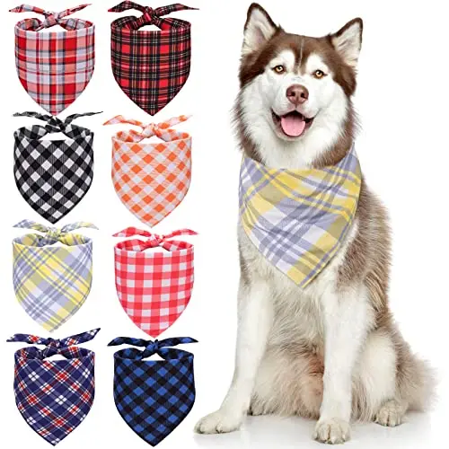 Dog Bandanas Washable Cotton Triangle Dog Scarfs Christmas Customised Logo Patterns Design Plaid Custom Pet Bandana Collar