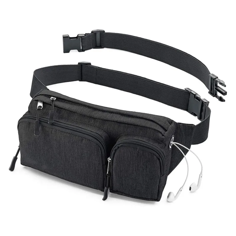 Hiking Fanny Pack Sport Waist Bag Headphone Hole Money Belt with 6 Pockets For Women Men Travel Camp Running