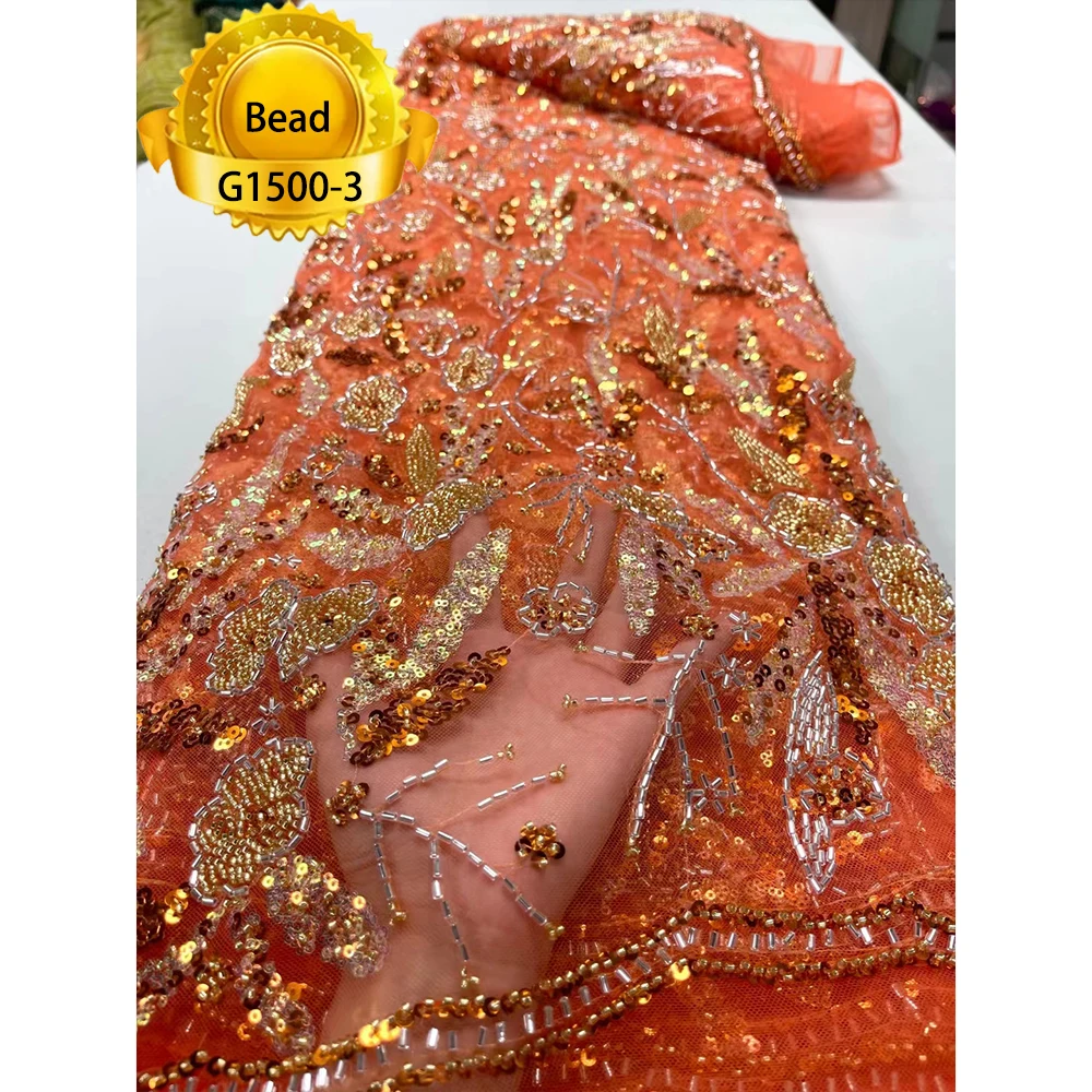 Felicia Factory price noble wedding dress lace fabric african beads french net lace mesh materials wedding fabrics for woman