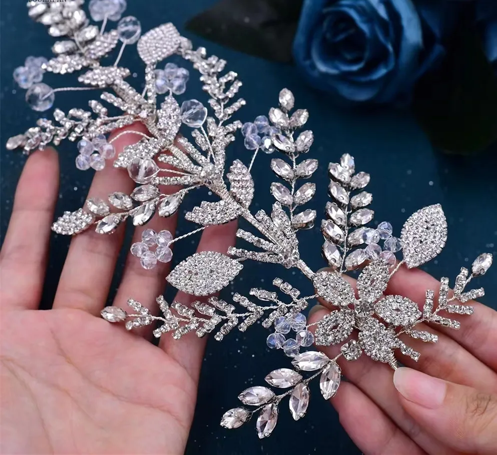 QUEENS GOWN Gorgeous Bridal Tiara Diamond Crystal Tiara Delicate Diamond Leaf Flower Side Ornament bridal luxury tiara