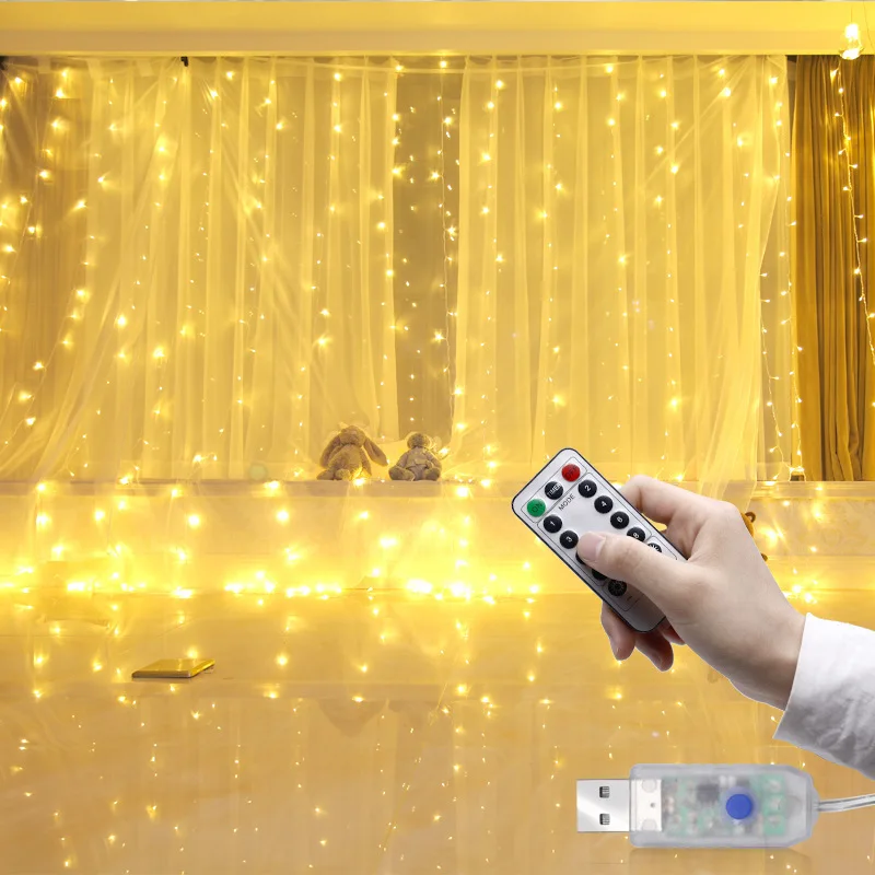 LED Wedding Party Bedroom Decorative Window Curtains Fairy String Light Home Garden Room Indoor Wall Decoration  wire