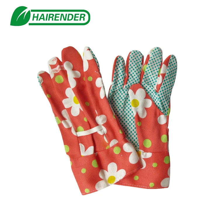 
Ladies PVC Flower Pattern Chore Dotted Women Floral Garden Cotton Gloves 
