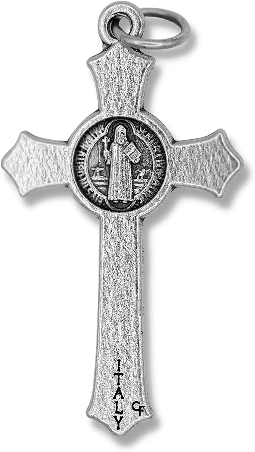 100 PCs St Benedict Crucifix Cross for Rosary Silver Oxidized Crucifix Rosary Part for Catholic Necklace St Benedict Rosary