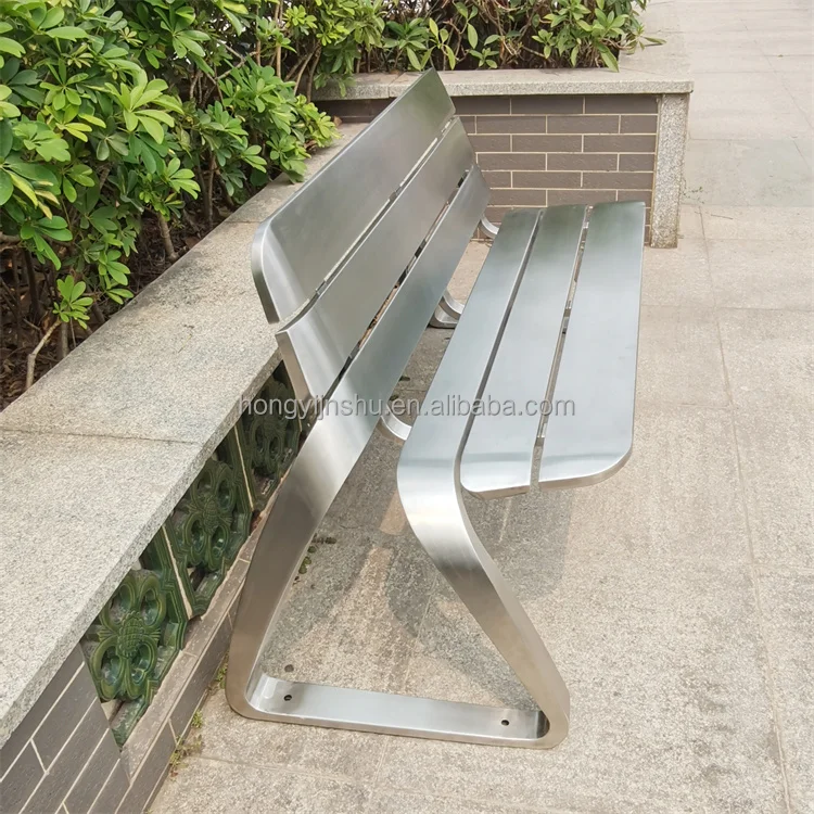 Manufacture park long public bench garden bench outdoor furniture stainless steel street bench with backs
