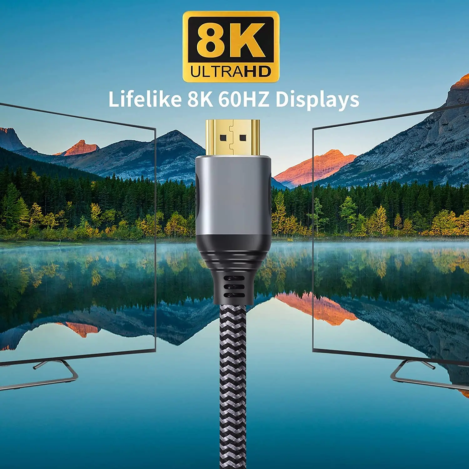 8K HD-MI 2.1 Cable 15 Feet 8K60hz 4K 120hz 144hz HDCP 2.3 2.2 eARC ARC 48Gbps High Speed