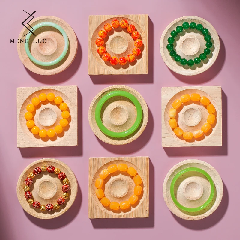 High Quality Natural Crystal Bracelet Display Stand Quality Wooden Base for Bracelet Holding Jewelry Packaging & Display