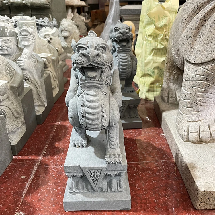 Chinese Hot Sale Jade Granite Stone Pi Xiu Fengshui Carving Animal Kirin Unicorn Kylin Statue Pixiu Sculpture