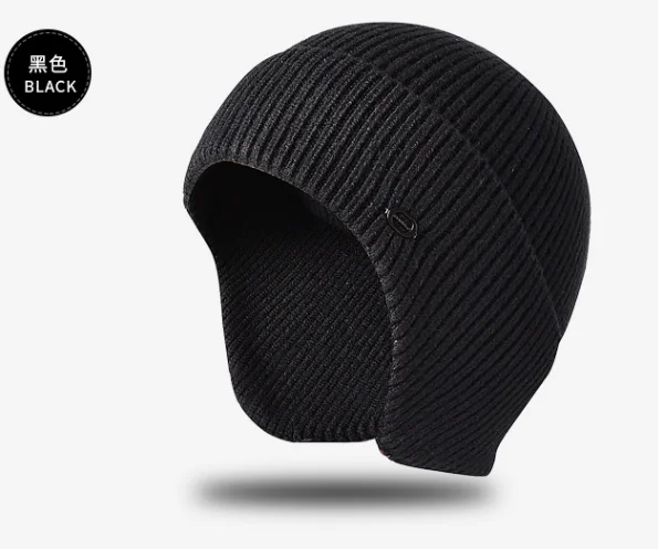 
Earflaps Ski Caps Winter Warm Angora Custom Logo Knitted Beanie Hat For Men 
