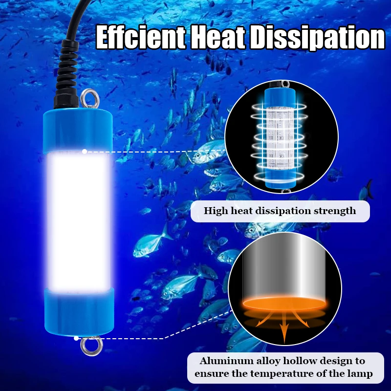Squid boat fishing light 60w 12V IP68 farmed salmon with dimmer catching salmon large fish underwater led fishing lamp