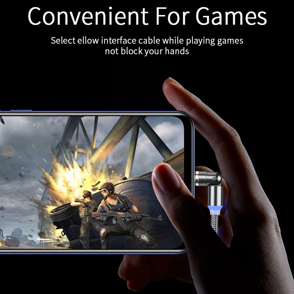 540 Magnetic Charging Cable 360 & 180 Rotation 3 in 1 Magnetic Phone USB Charger Cable Compatible with USB, Type-C, iOS 1M