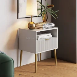 Мебель для спальни с 1 выдвижным ящиком, современная лампа, прикроватный столик, деревянная белая тумбочка