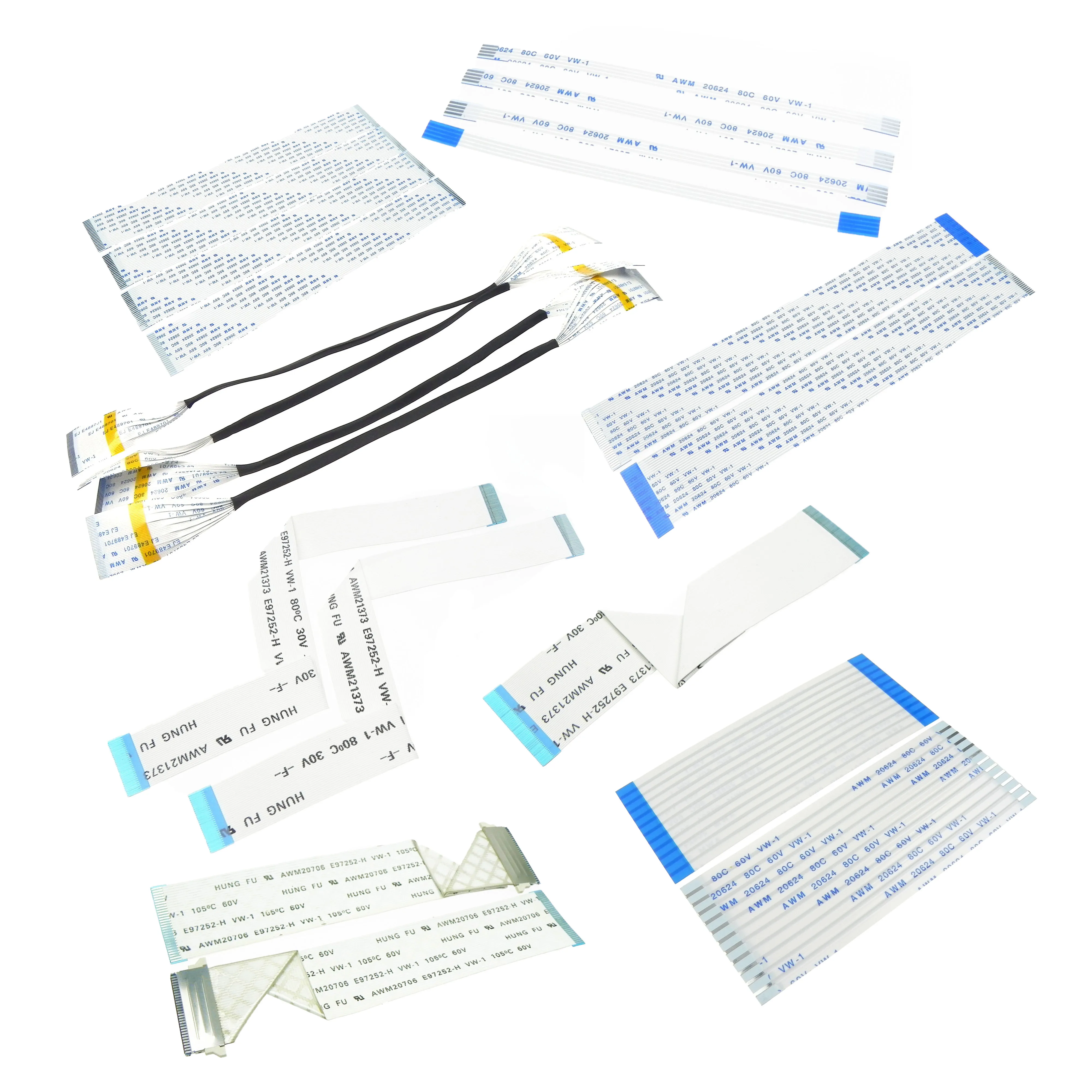 High Quality AWM  60v vw-1 1.25mm pitch A B type FFC/FPC 4 6 7 8 10 12 14 18 20 22 24 Pin Ribbon Flexible Flat Cable Connector