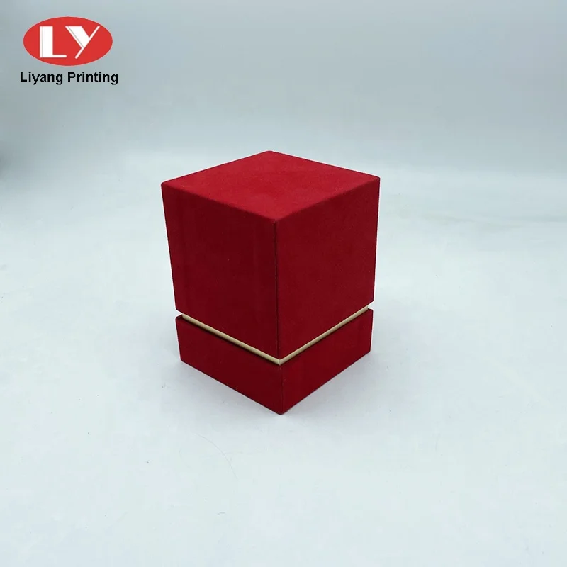 OEM Printing and Packaging Manufacturer Custom Empty Red Velvet Square Luxury Perfume Box Packaging