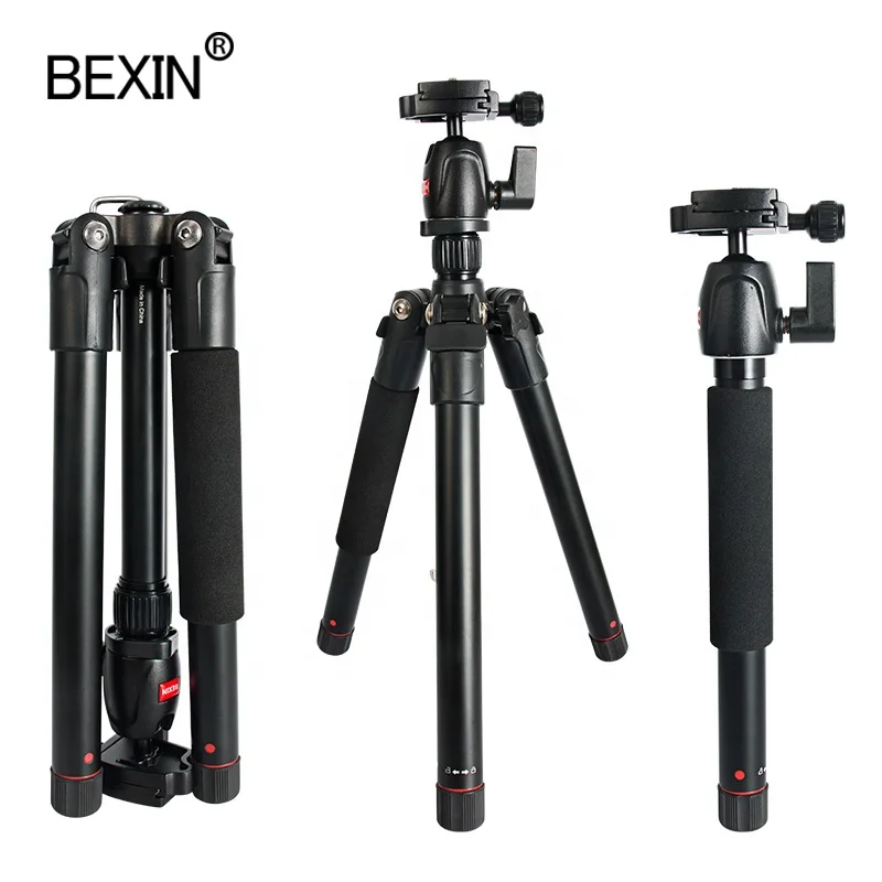 
BEXIN Portable Travel Tripod Flexible Aluminum Alloy Monopod Tripod with Compass Device for DSLR camera phone mount DV projector 