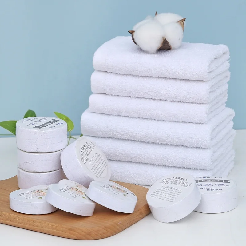 Оптовая продажа портативное махровое одноразовое сжатое полотенце для чистки лица из 100%